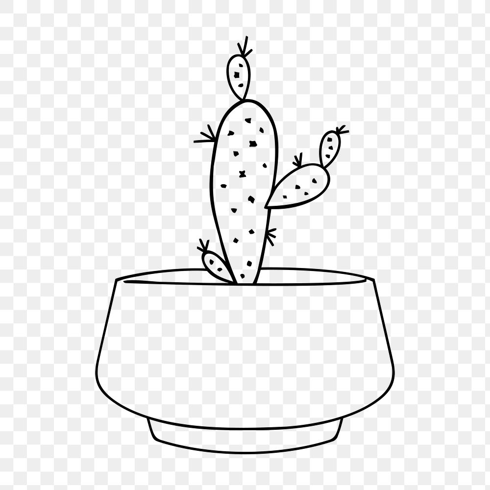 Potted cactus png sticker, houseplant illustration on transparent background. Free public domain CC0 image.