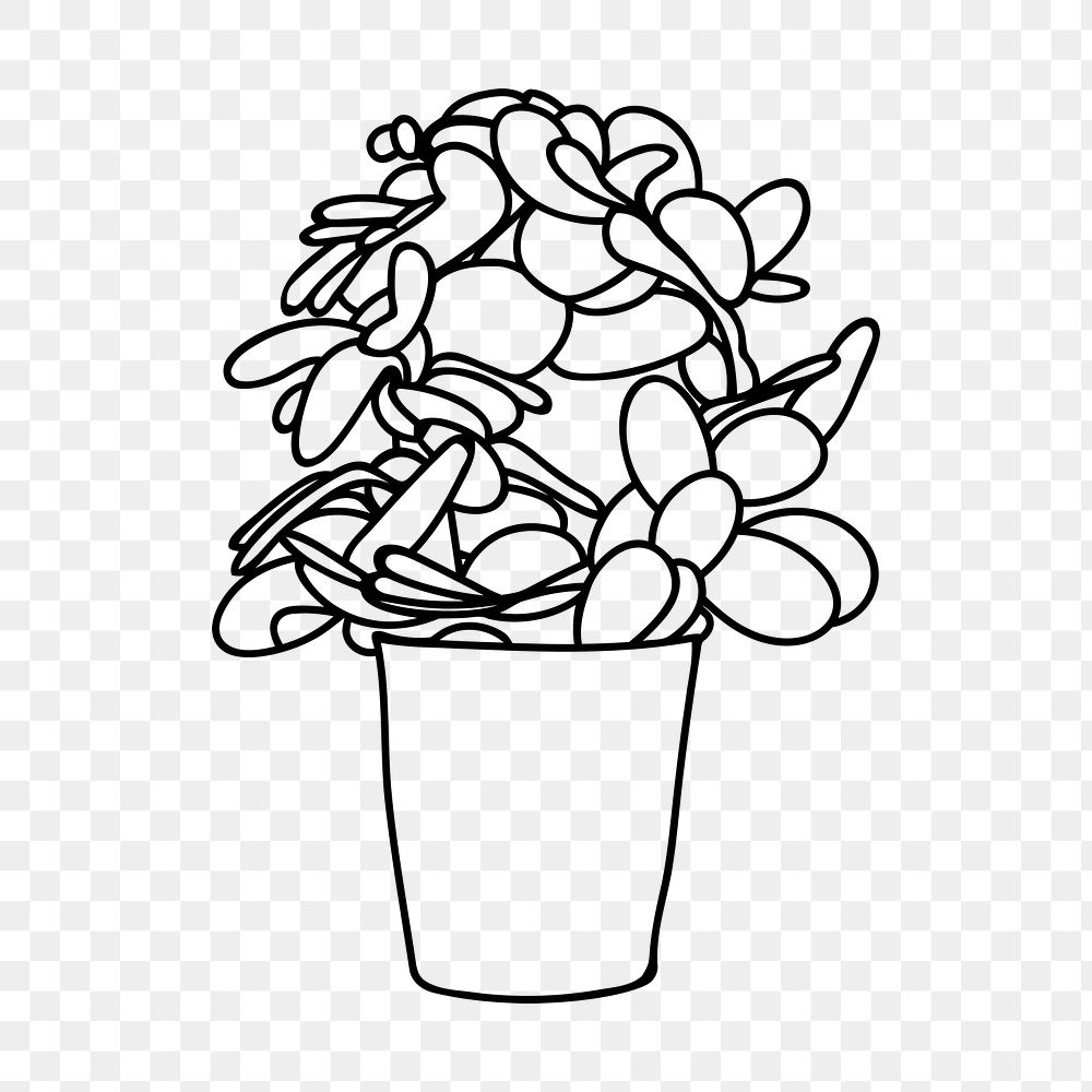 Minimal potted plant png sticker, botanical illustration on transparent background. Free public domain CC0 image.