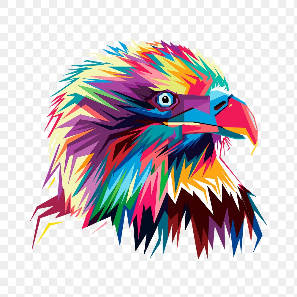 Colorful eagle png sticker, animal illustration on transparent background. Free public domain CC0 image.