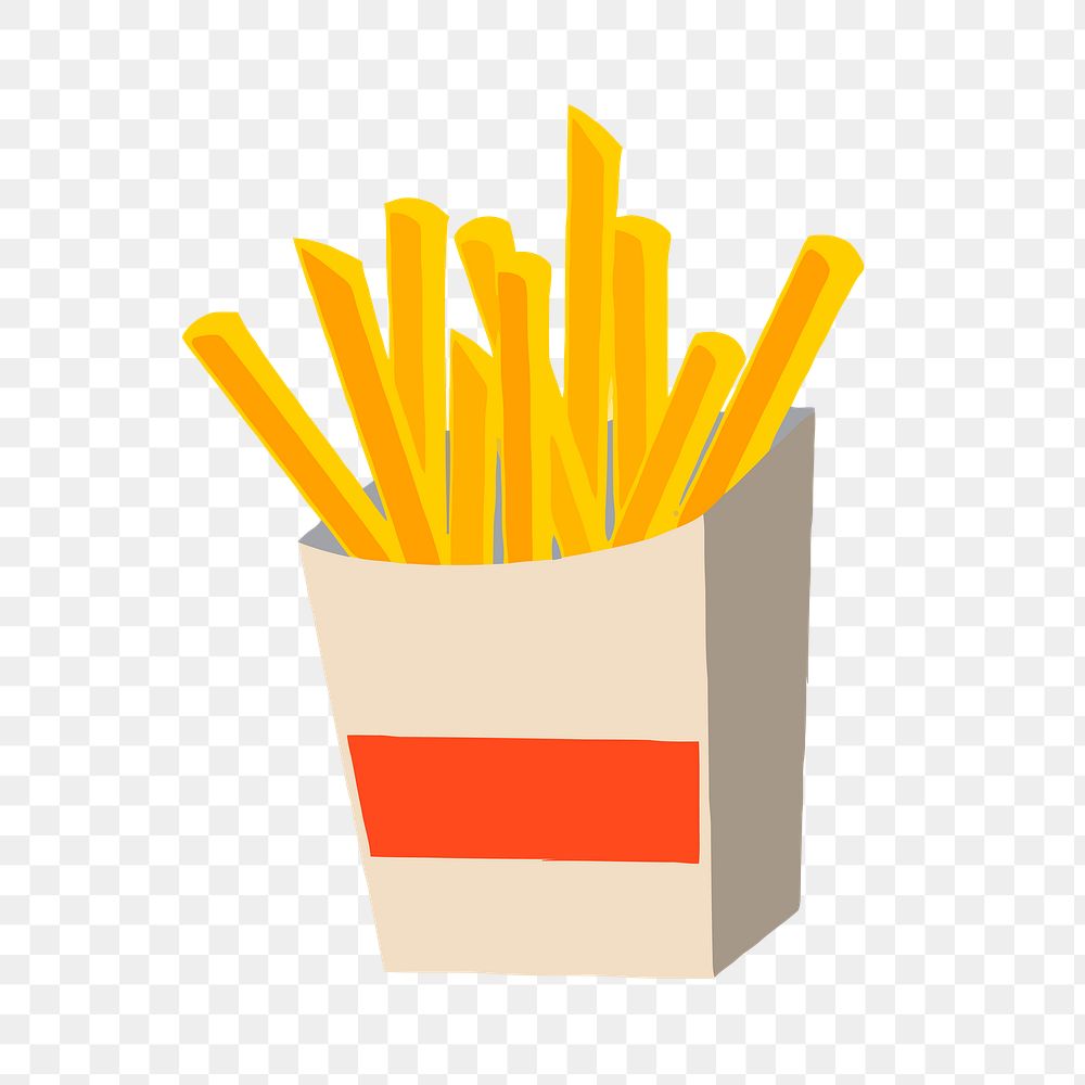 French fries png sticker, fast food illustration on transparent background. Free public domain CC0 image.