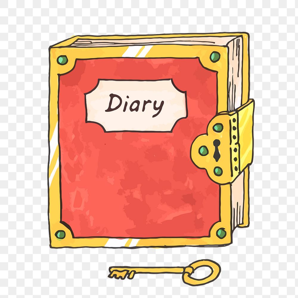 Lockable diary png sticker, stationery illustration on transparent background. Free public domain CC0 image.