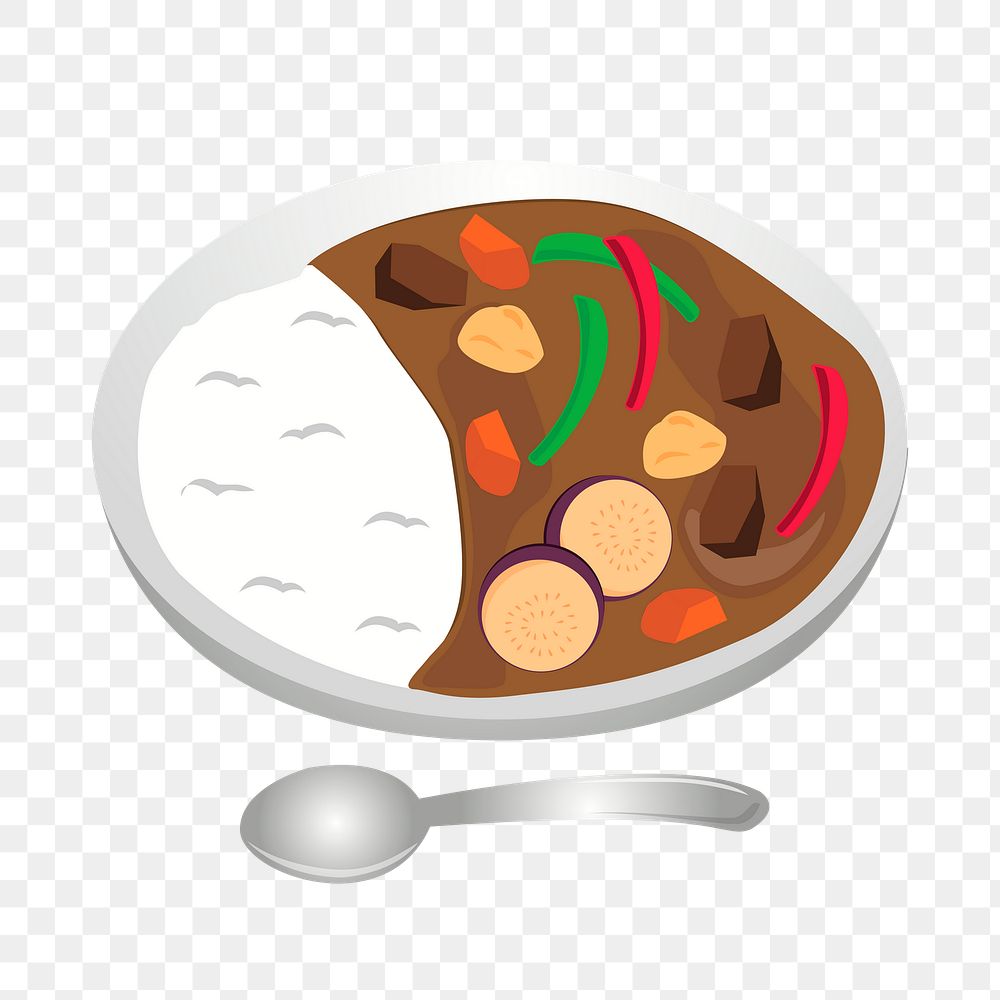 Japanese curry png sticker, Asian food illustration on transparent background. Free public domain CC0 image.