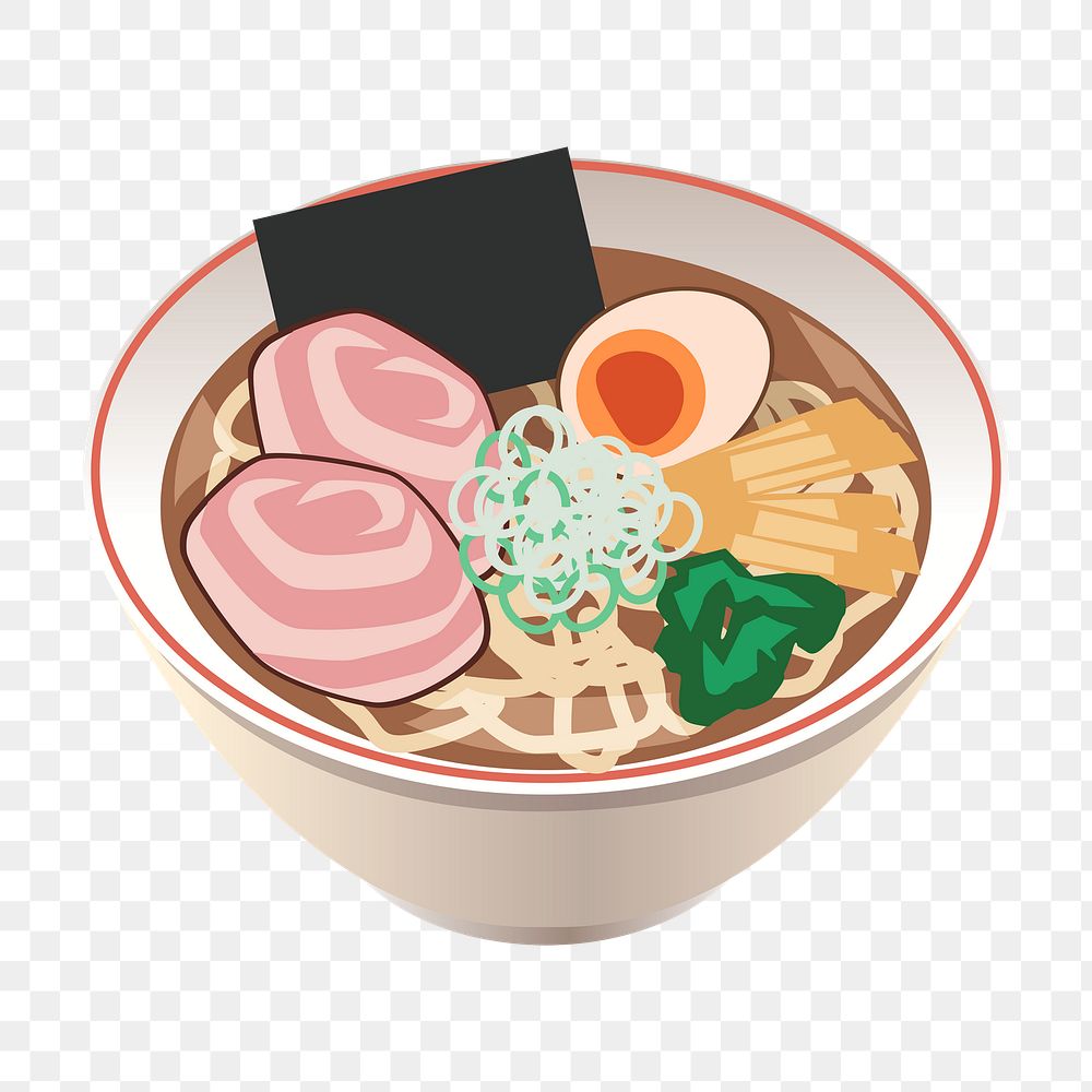 Ramen noodle png sticker, Japanese food illustration on transparent background. Free public domain CC0 image.