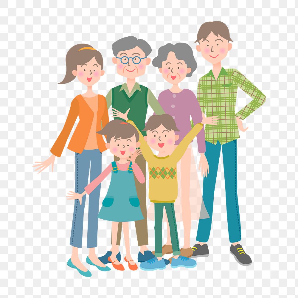 Cute family png sticker, cartoon illustration on transparent background. Free public domain CC0 image.