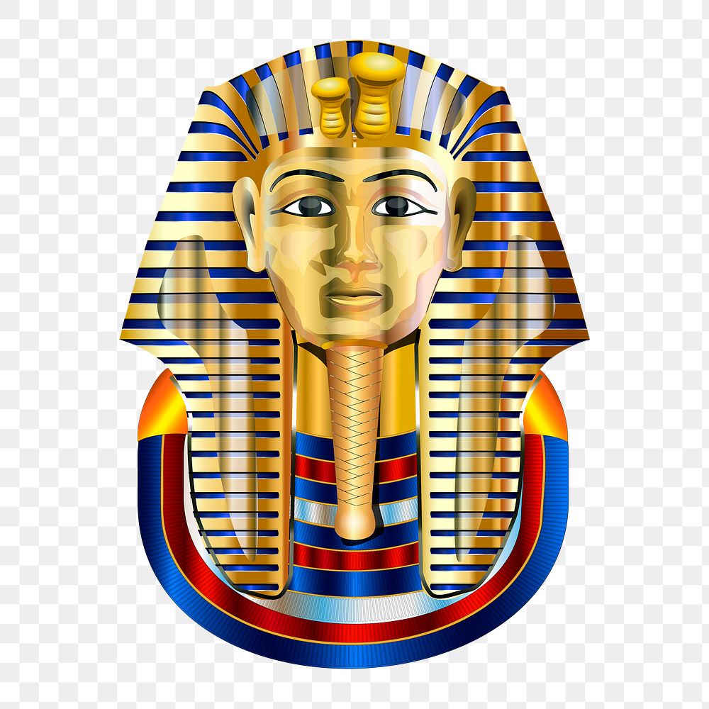 Png mask of Tutankhamun sticker, Egyptian illustration on transparent background. Free public domain CC0 image.