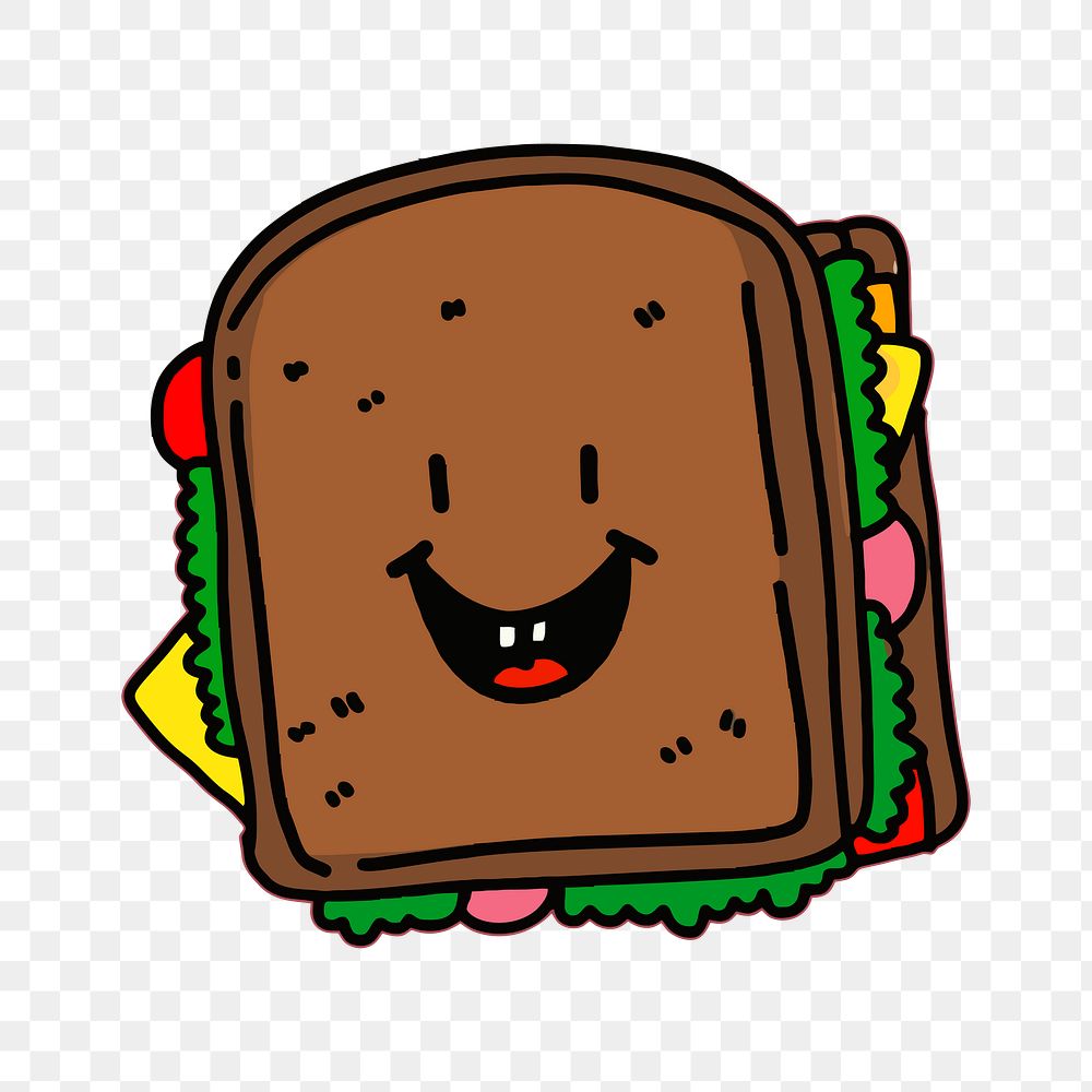 Wholewheat sandwich png sticker, food cartoon illustration on transparent background. Free public domain CC0 image.