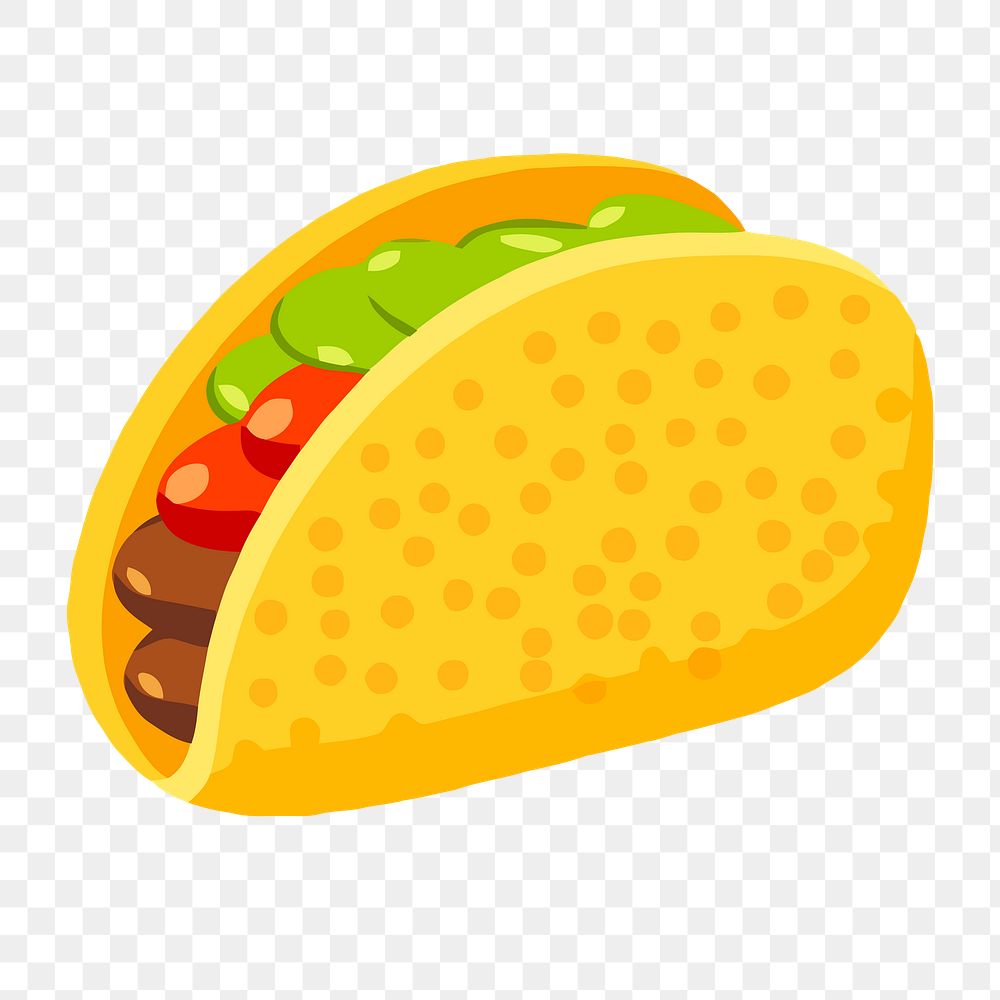 Taco png sticker, Mexican food illustration on transparent background. Free public domain CC0 image.