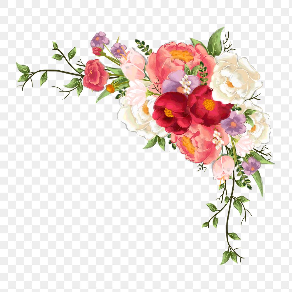 Floral corner  png sticker, decorative illustration on transparent background. Free public domain CC0 image.