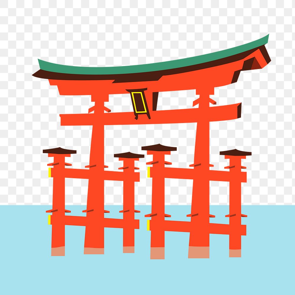 Torii gate png sticker, Japanese architecture illustration on transparent background. Free public domain CC0 image.