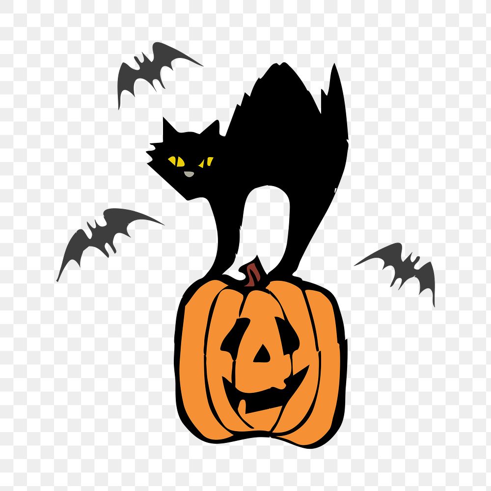 Spooked cat png sticker, Halloween illustration on transparent background. Free public domain CC0 image.