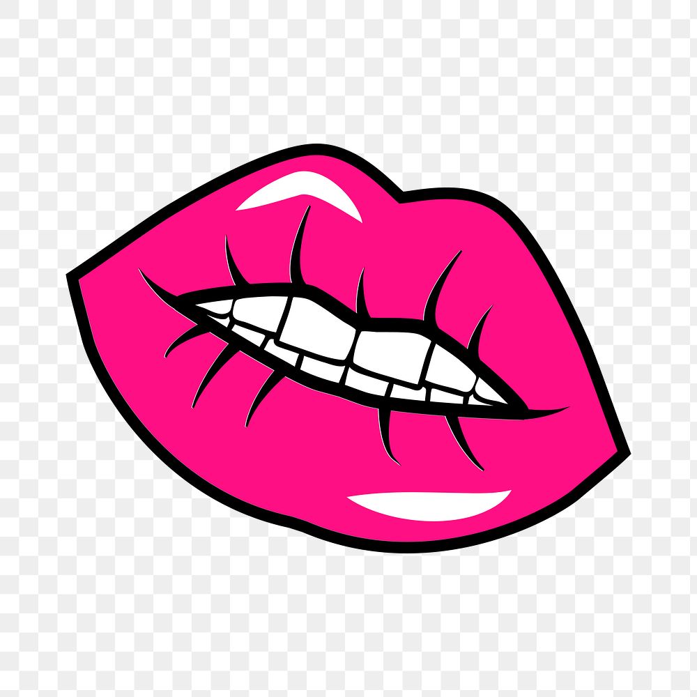 Pink lips png sticker, Valentine's illustration on transparent background. Free public domain CC0 image.