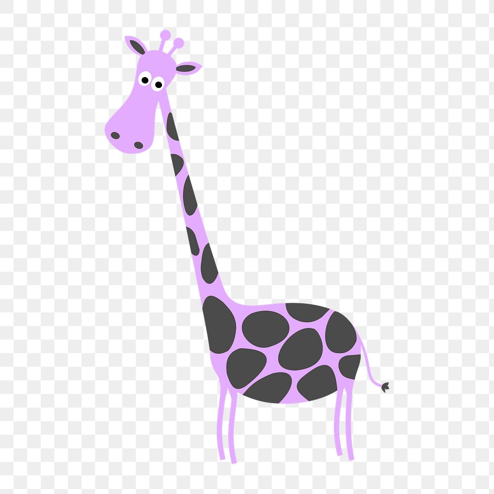 Purple giraffe png sticker, animal cartoon illustration on transparent background. Free public domain CC0 image.