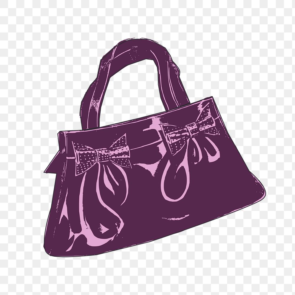 Purple handbag png sticker, fashion illustration on transparent background. Free public domain CC0 image.