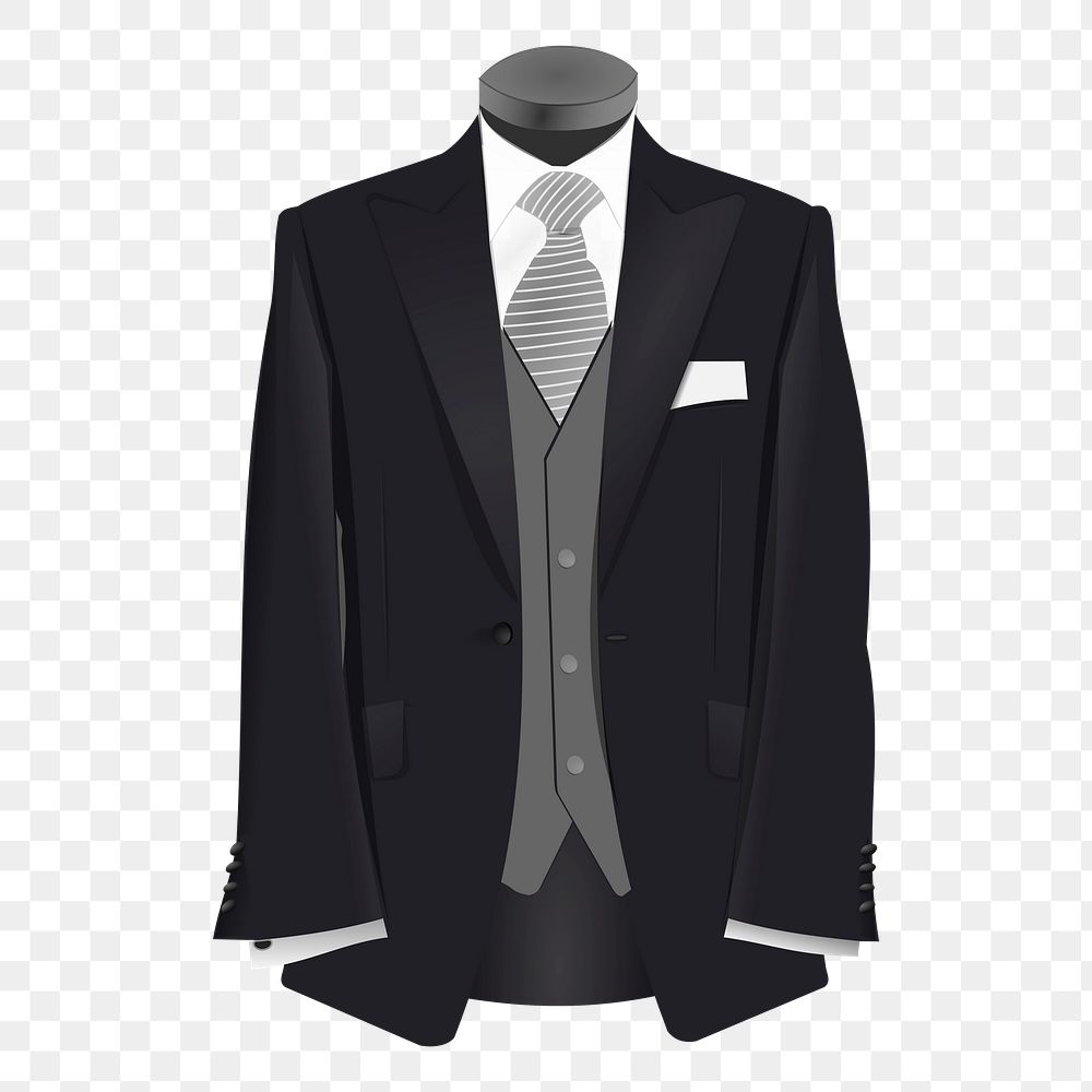 Black suit png sticker, formal apparel illustration on transparent background. Free public domain CC0 image.