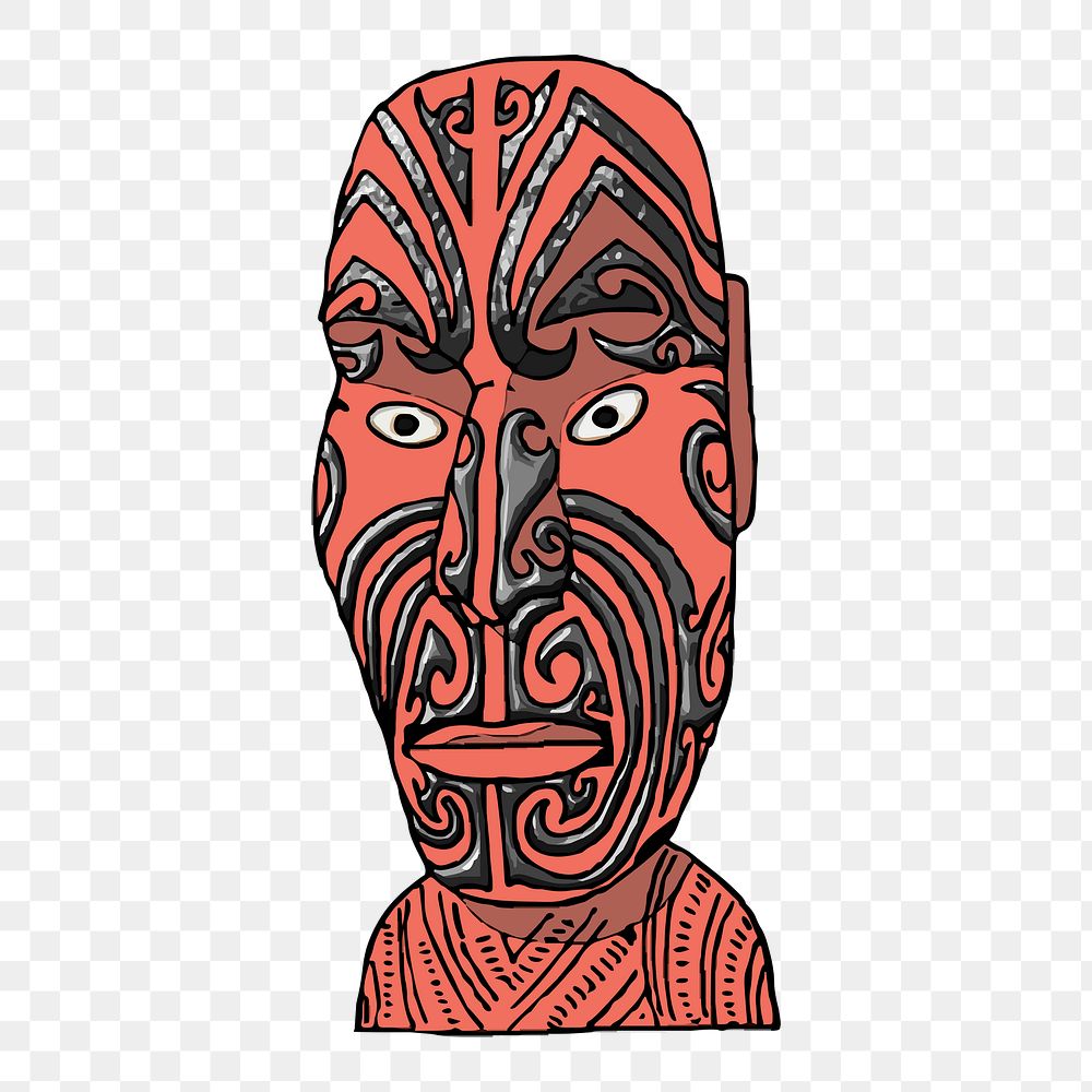 Maori carving png sticker, statue illustration on transparent background. Free public domain CC0 image.