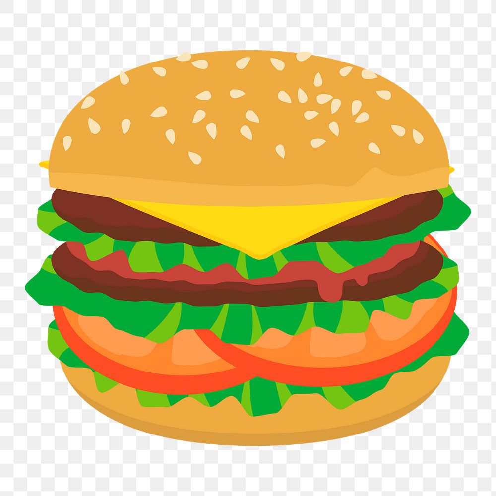 Hamburger png sticker, fast food illustration on transparent background. Free public domain CC0 image.