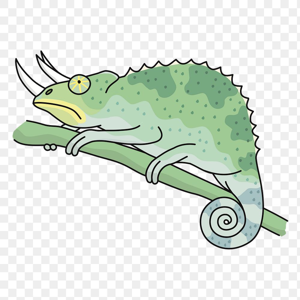 Chameleon png sticker, animal illustration on transparent background. Free public domain CC0 image.