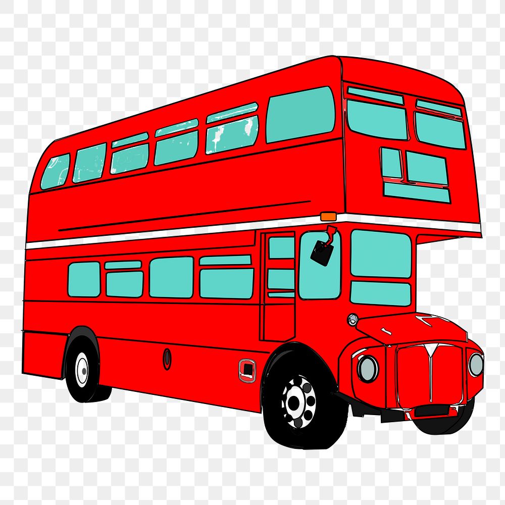 Double-decker bus png sticker, transportation illustration on transparent background. Free public domain CC0 image.