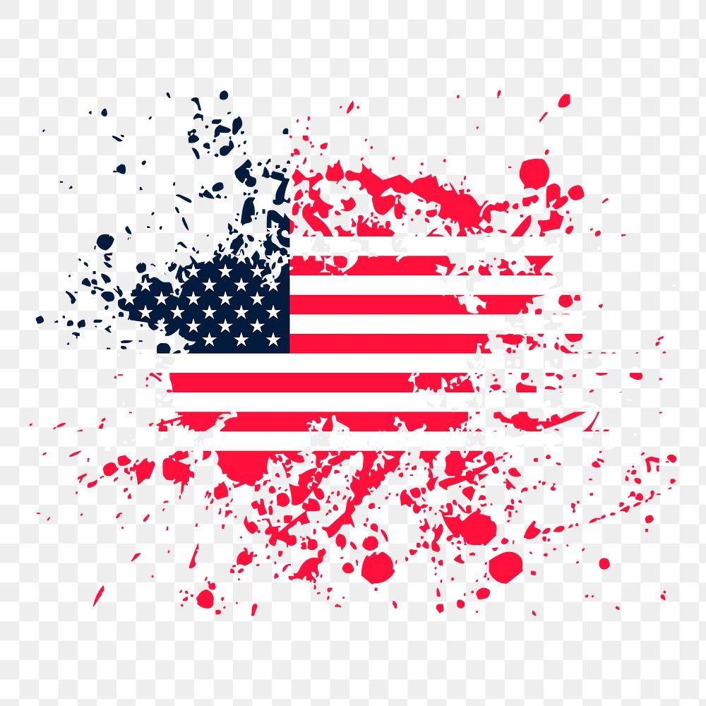 American flag png splash sticker, national symbol illustration on transparent background. Free public domain CC0 image.