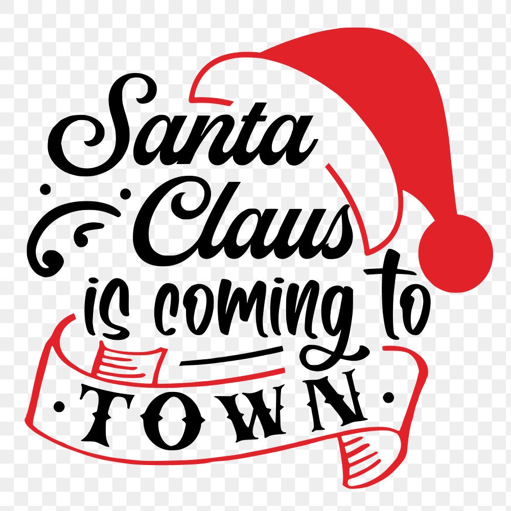 Santa Claus png typography sticker, Christmas illustration on transparent background. Free public domain CC0 image.