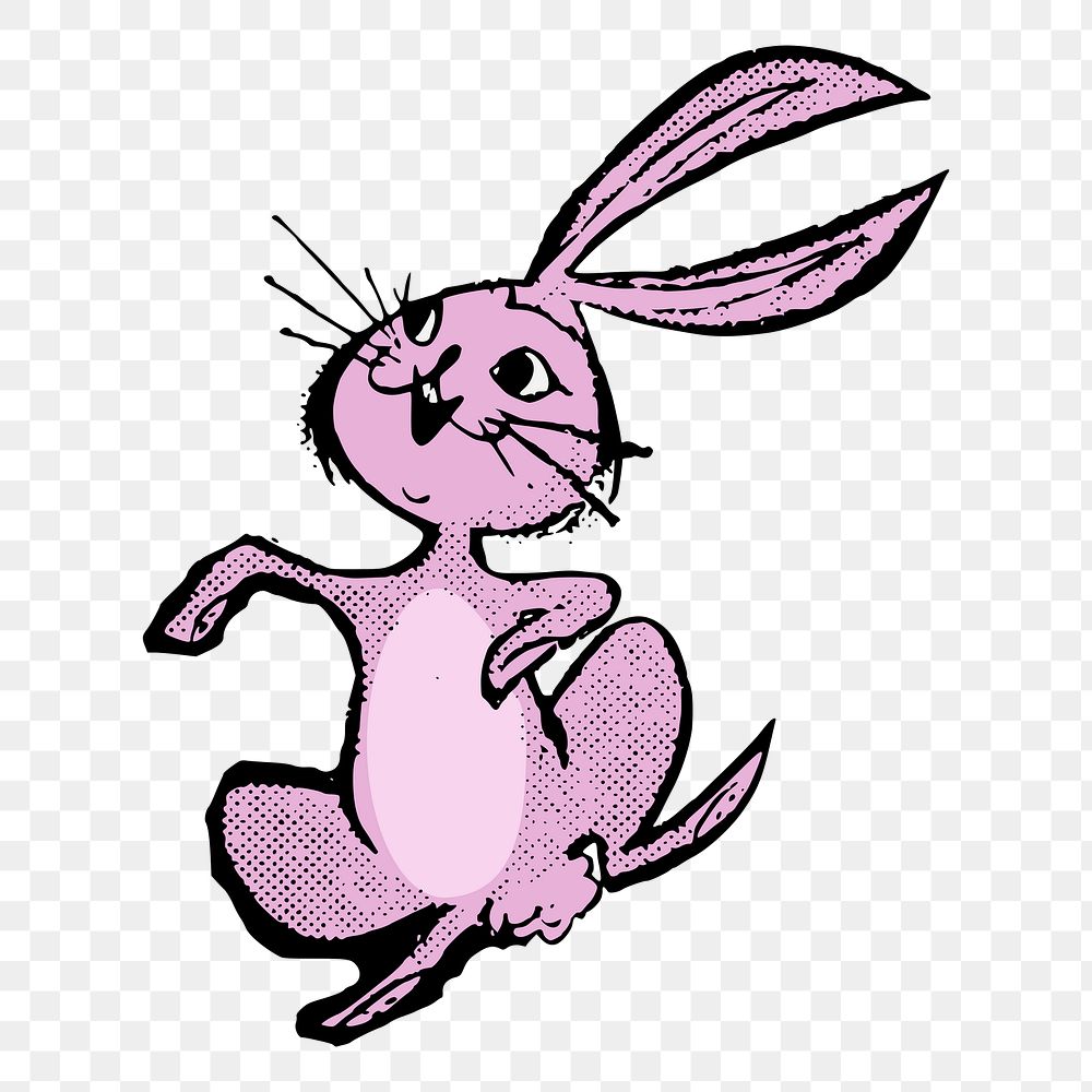 Pink bunny png sticker, animal cartoon illustration on transparent background. Free public domain CC0 image.
