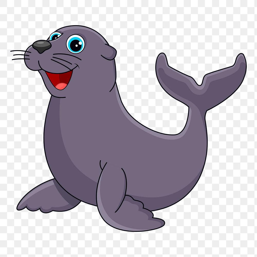Png happy sea lion sticker, animal cartoon illustration on transparent background. Free public domain CC0 image.