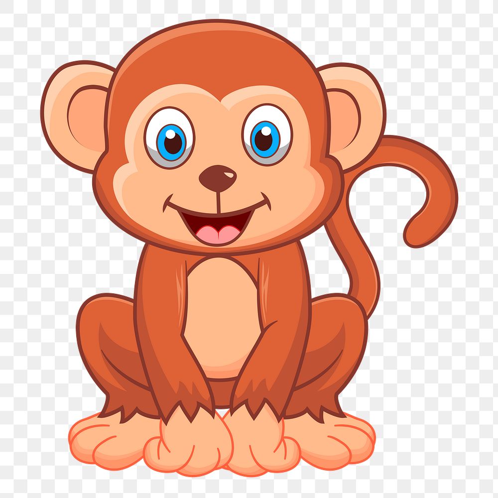 Happy monkey png sticker, animal cartoon illustration on transparent background. Free public domain CC0 image.