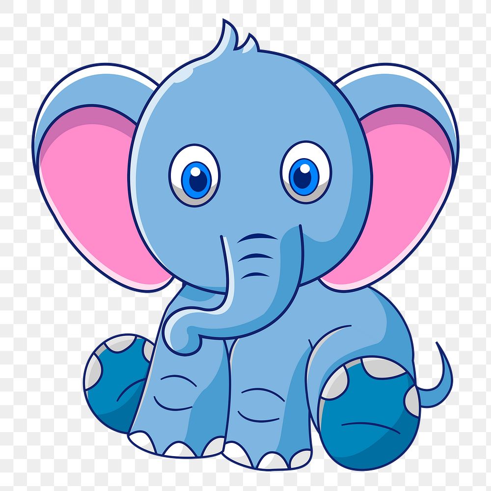 Baby elephant png sticker, animal cartoon illustration on transparent background. Free public domain CC0 image.