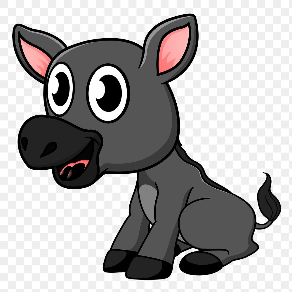 Little donkey png sticker, animal cartoon illustration on transparent background. Free public domain CC0 image.