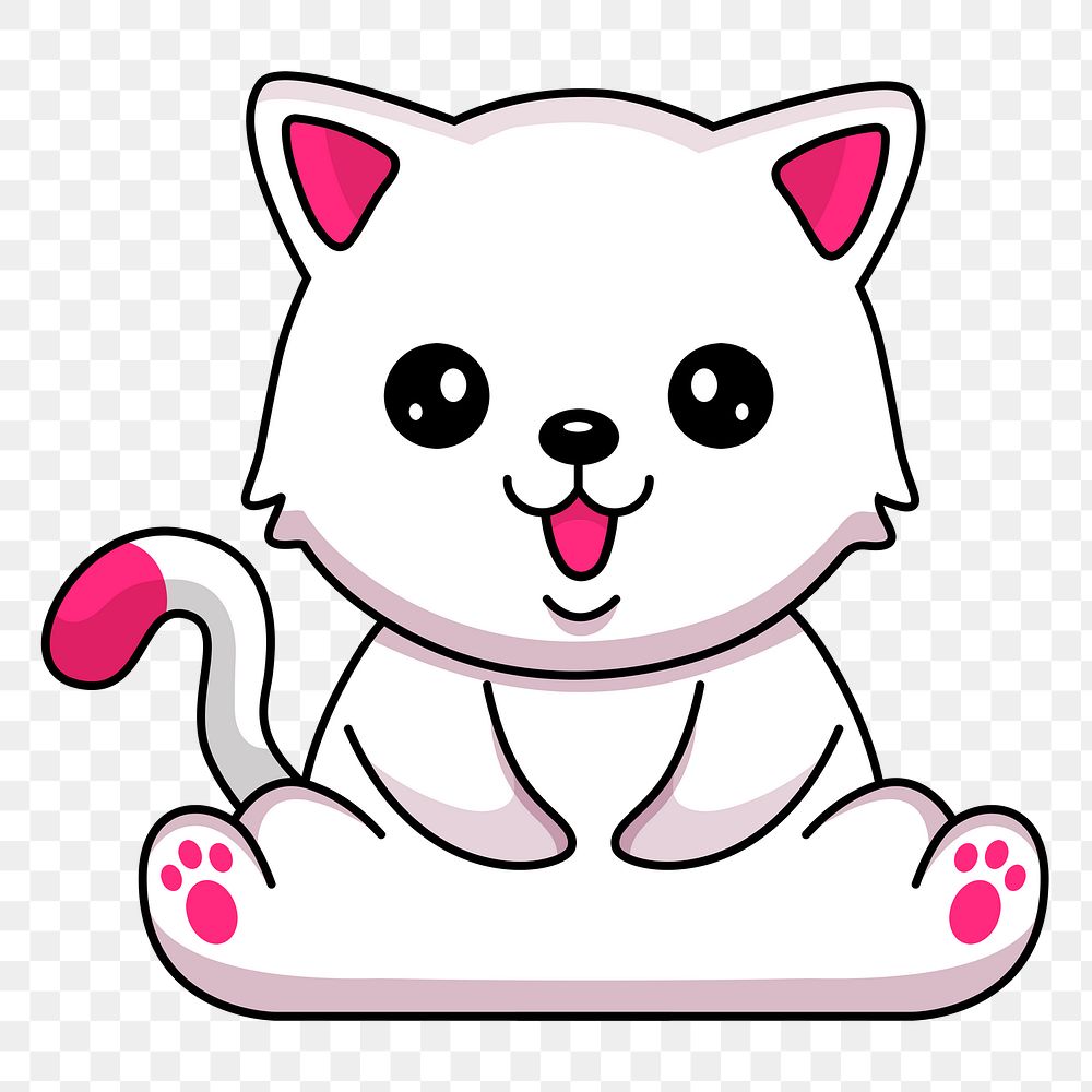 Smiling kitten png sticker, animal cartoon illustration on transparent background. Free public domain CC0 image.