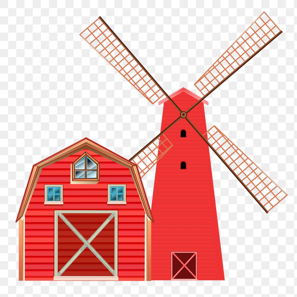 Red barn png sticker, farm illustration on transparent background. Free public domain CC0 image.