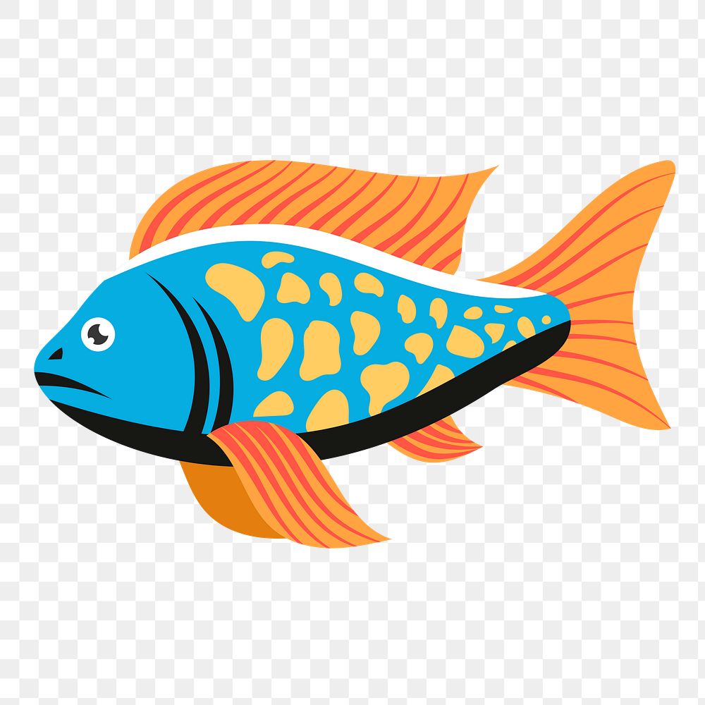 Colorful fish png sticker, sea animal illustration on transparent background. Free public domain CC0 image.