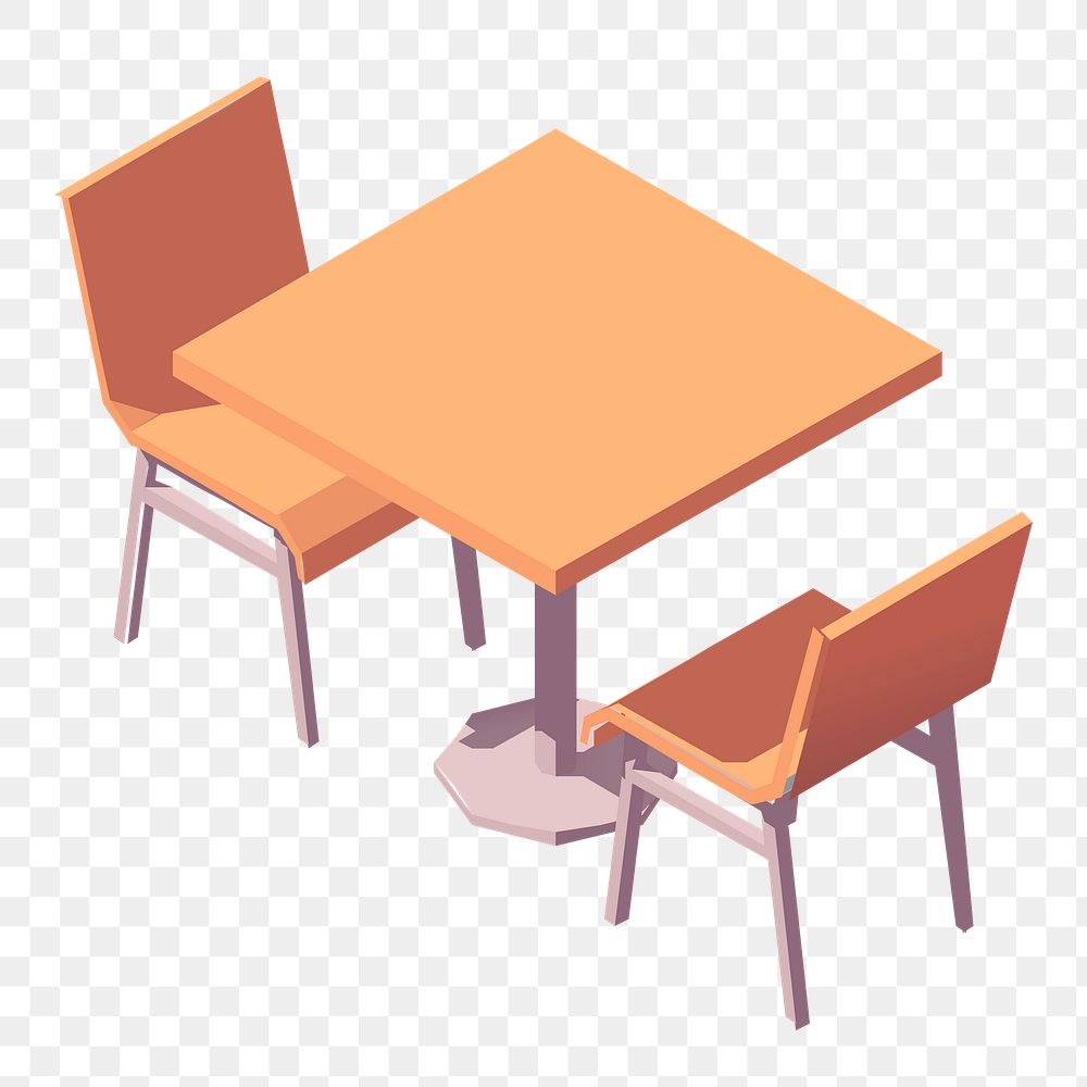 Png table and chairs  sticker, furniture illustration on transparent background. Free public domain CC0 image.