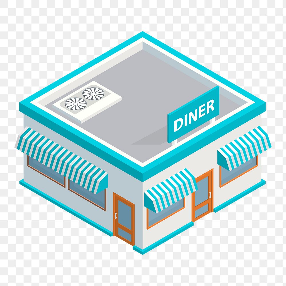 Diner building png sticker, 3D architecture model illustration on transparent background. Free public domain CC0 image.