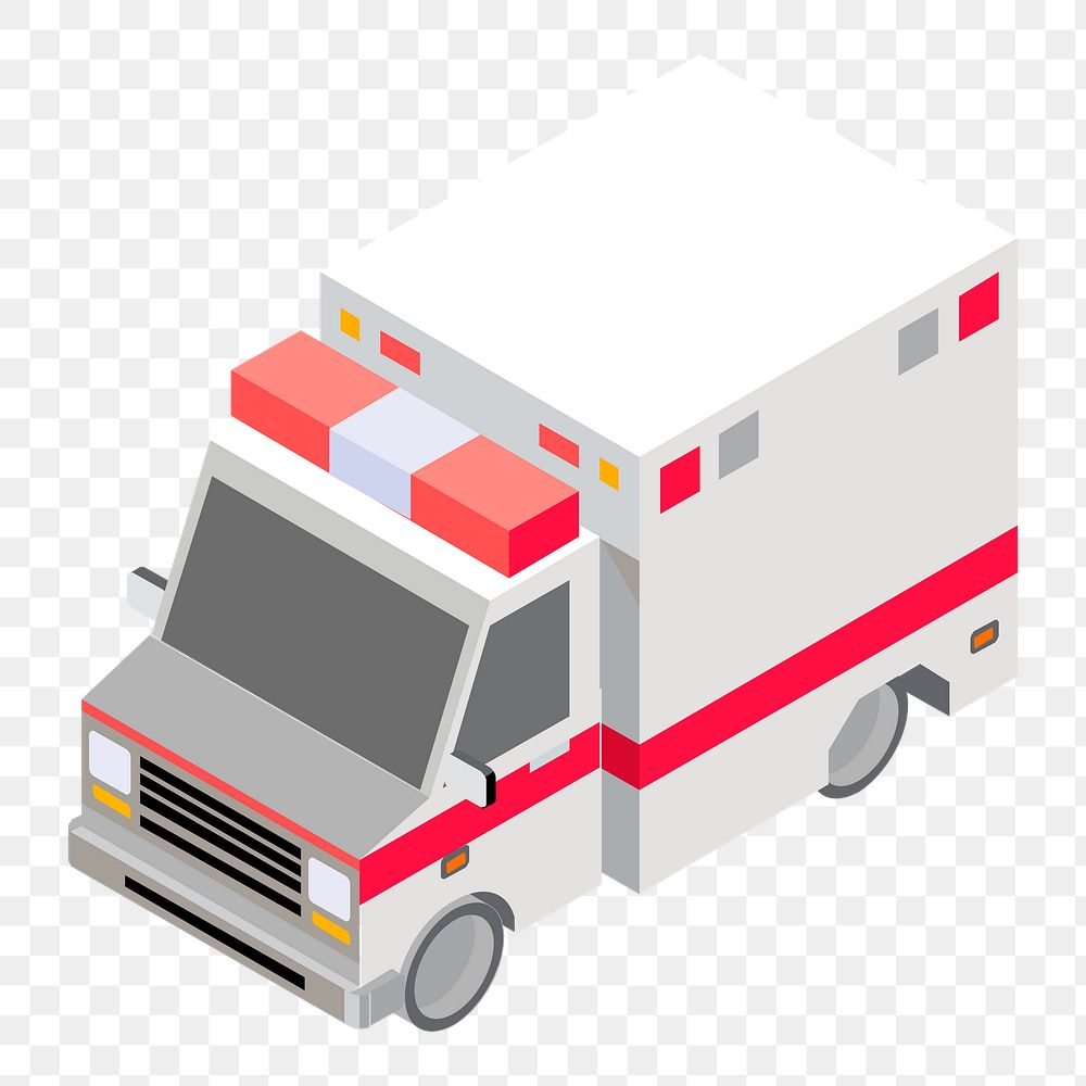 Ambulance png sticker, 3D vehicle model illustration on transparent background. Free public domain CC0 image.