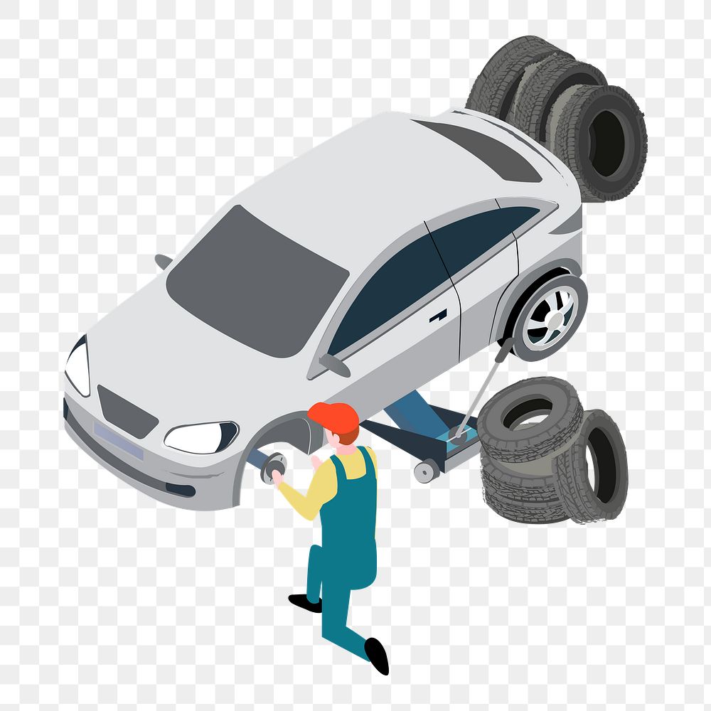 Car mechanic png sticker, transportation illustration on transparent background. Free public domain CC0 image.