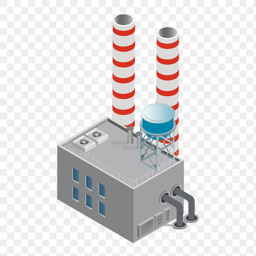 Factory building png sticker, 3D architecture model illustration on transparent background. Free public domain CC0 image.