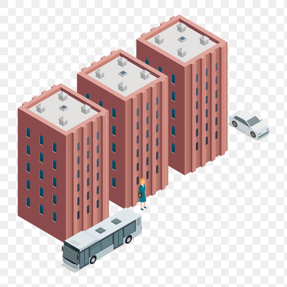 Office building png sticker, 3D architecture model illustration on transparent background. Free public domain CC0 image.