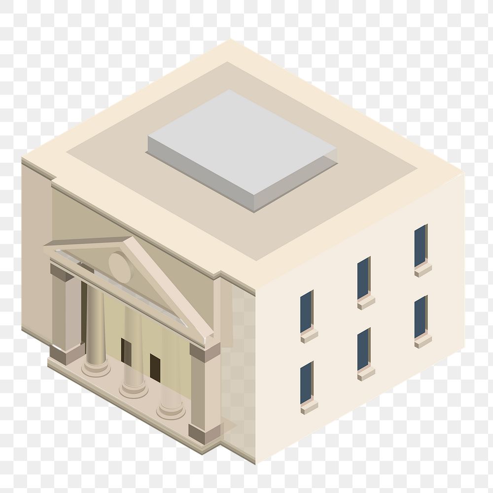 Bank building png sticker, 3D architecture model illustration on transparent background. Free public domain CC0 image.