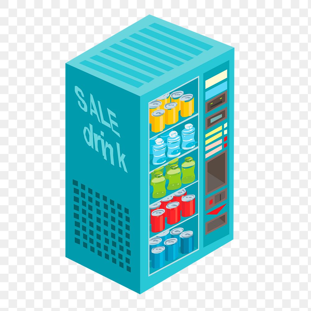 Drinks vending png machine sticker on transparent background. Free public domain CC0 image.