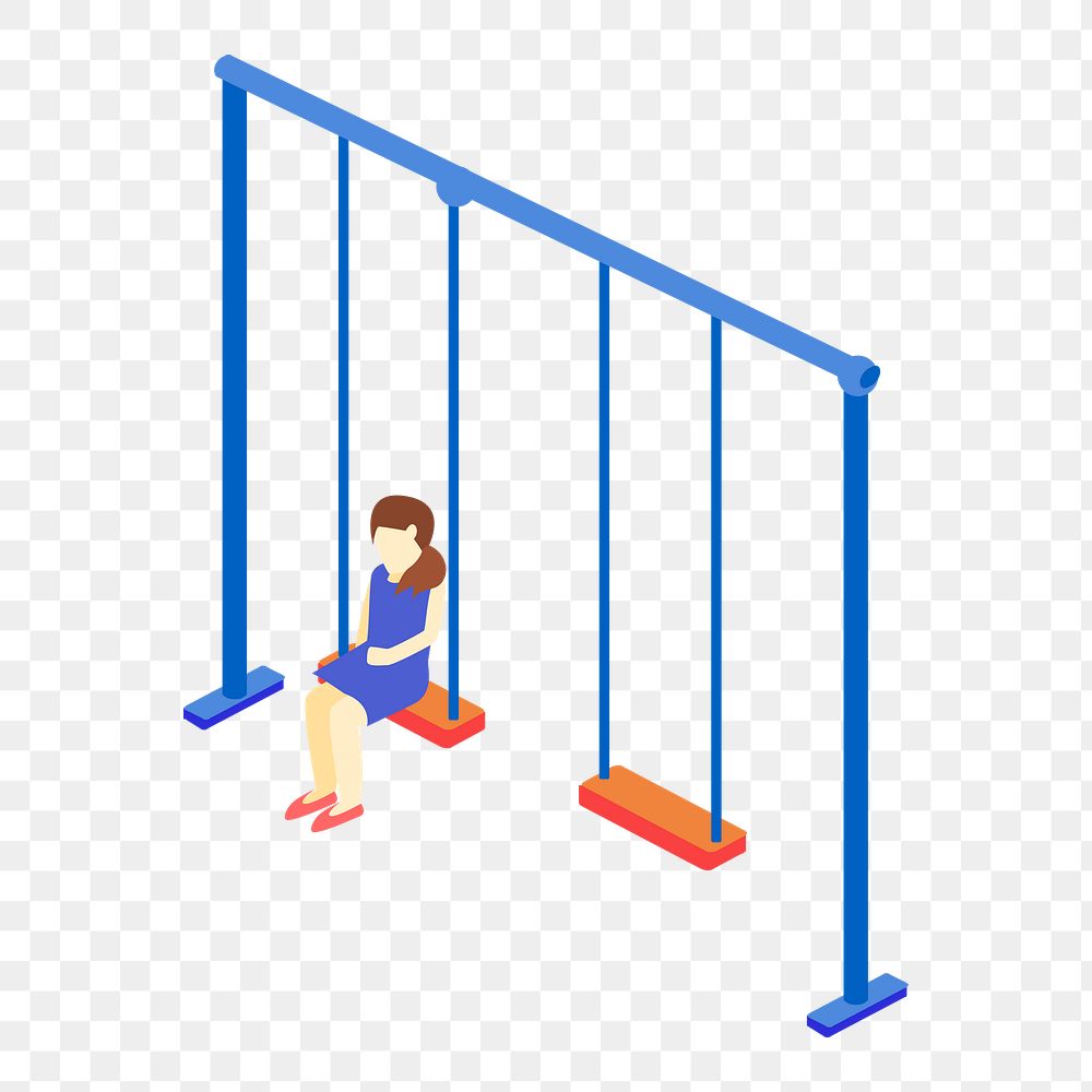 Swings png sticker, playground equipment illustration on transparent background. Free public domain CC0 image.