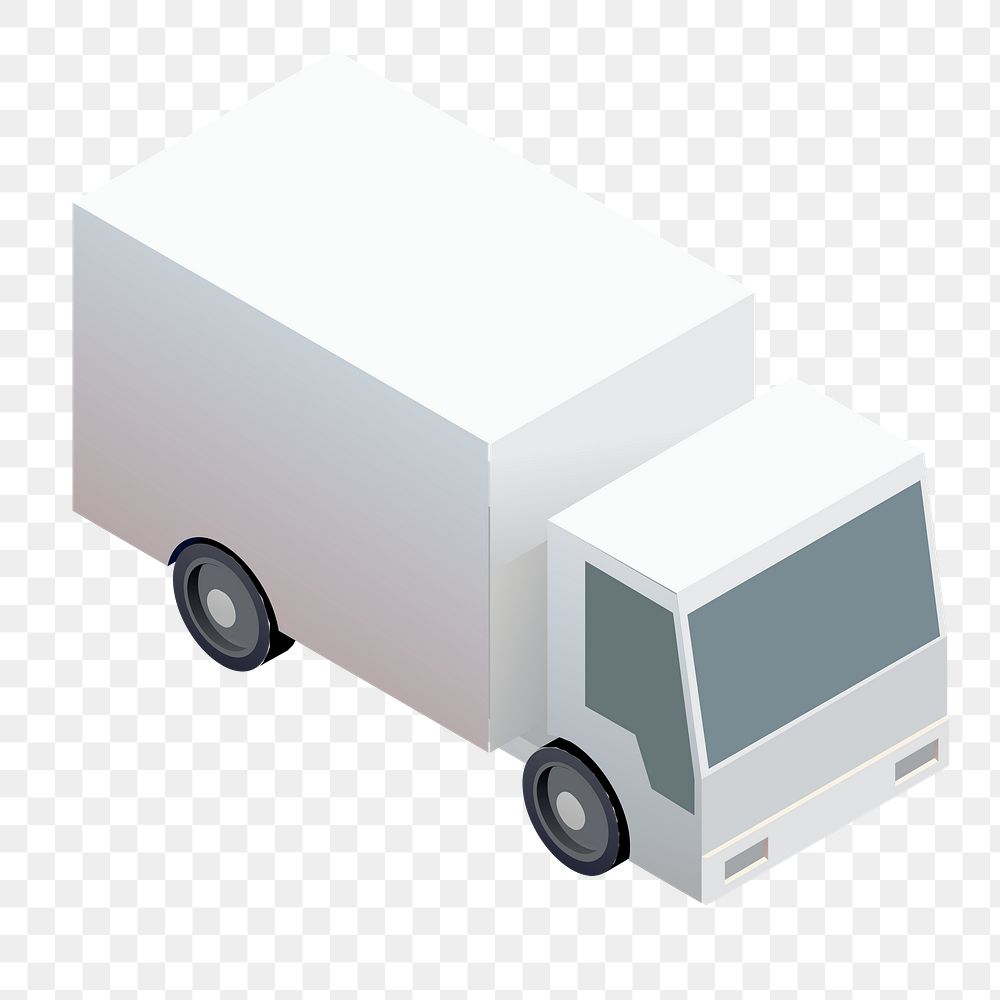White truck png sticker, 3D vehicle model illustration on transparent background. Free public domain CC0 image.
