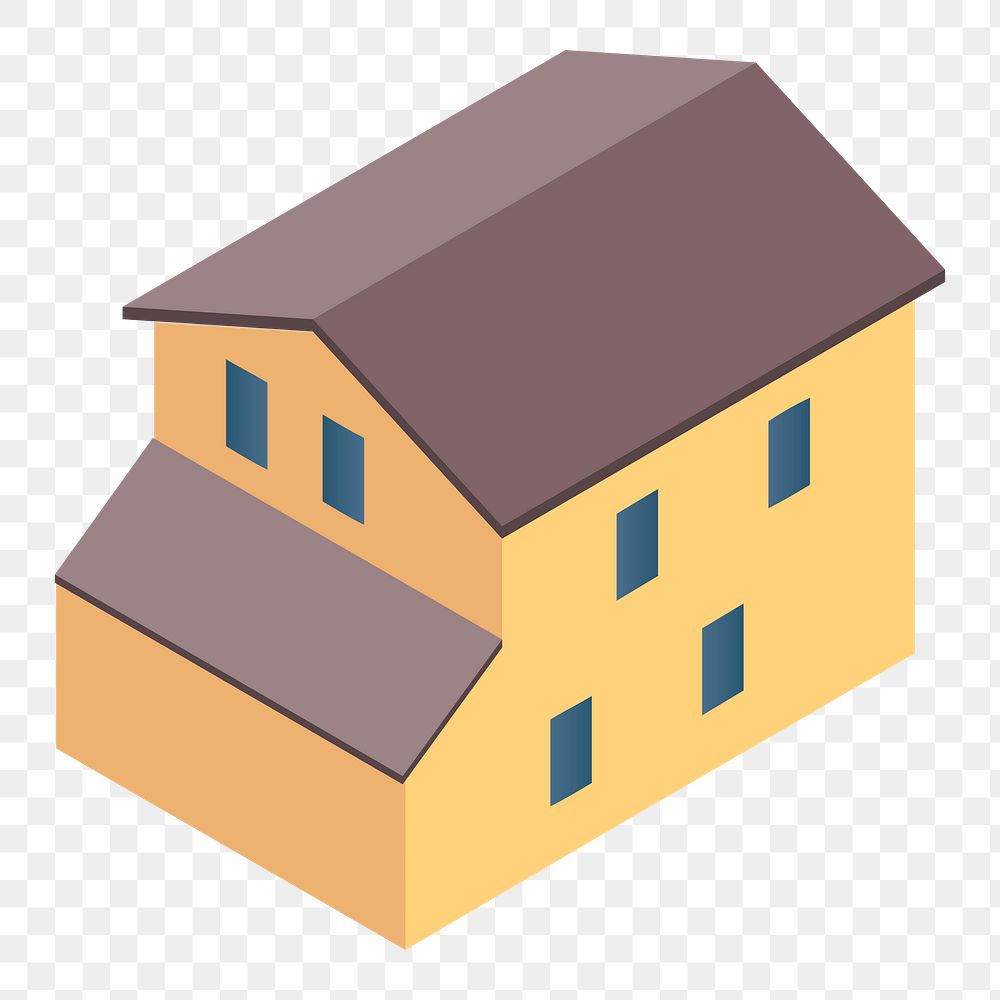 Yellow house png sticker, 3D architecture model illustration on transparent background. Free public domain CC0 image.