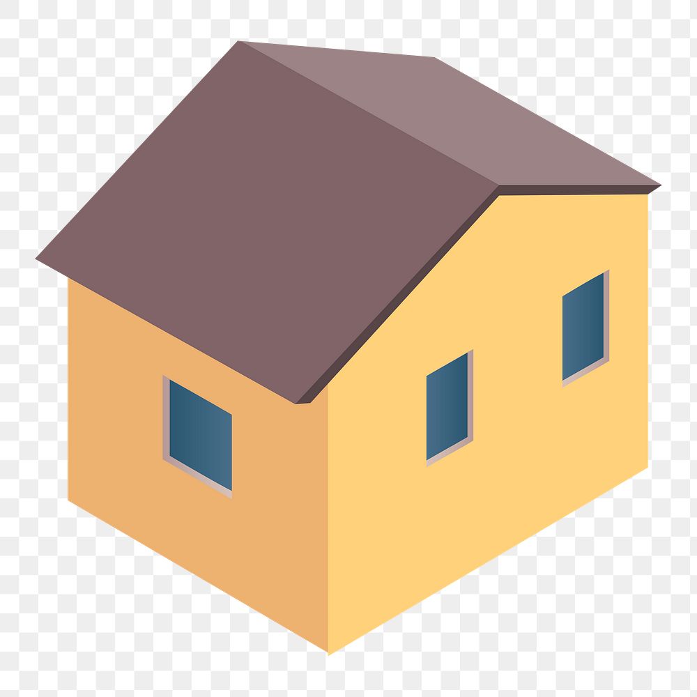 Yellow house png sticker, 3D architecture model illustration on transparent background. Free public domain CC0 image.