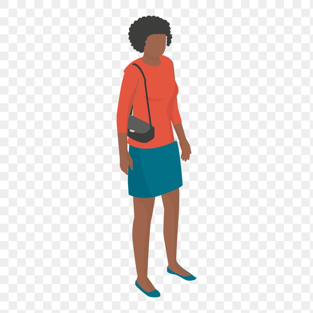 Black woman png sticker, faceless avatar illustration on transparent background. Free public domain CC0 image.