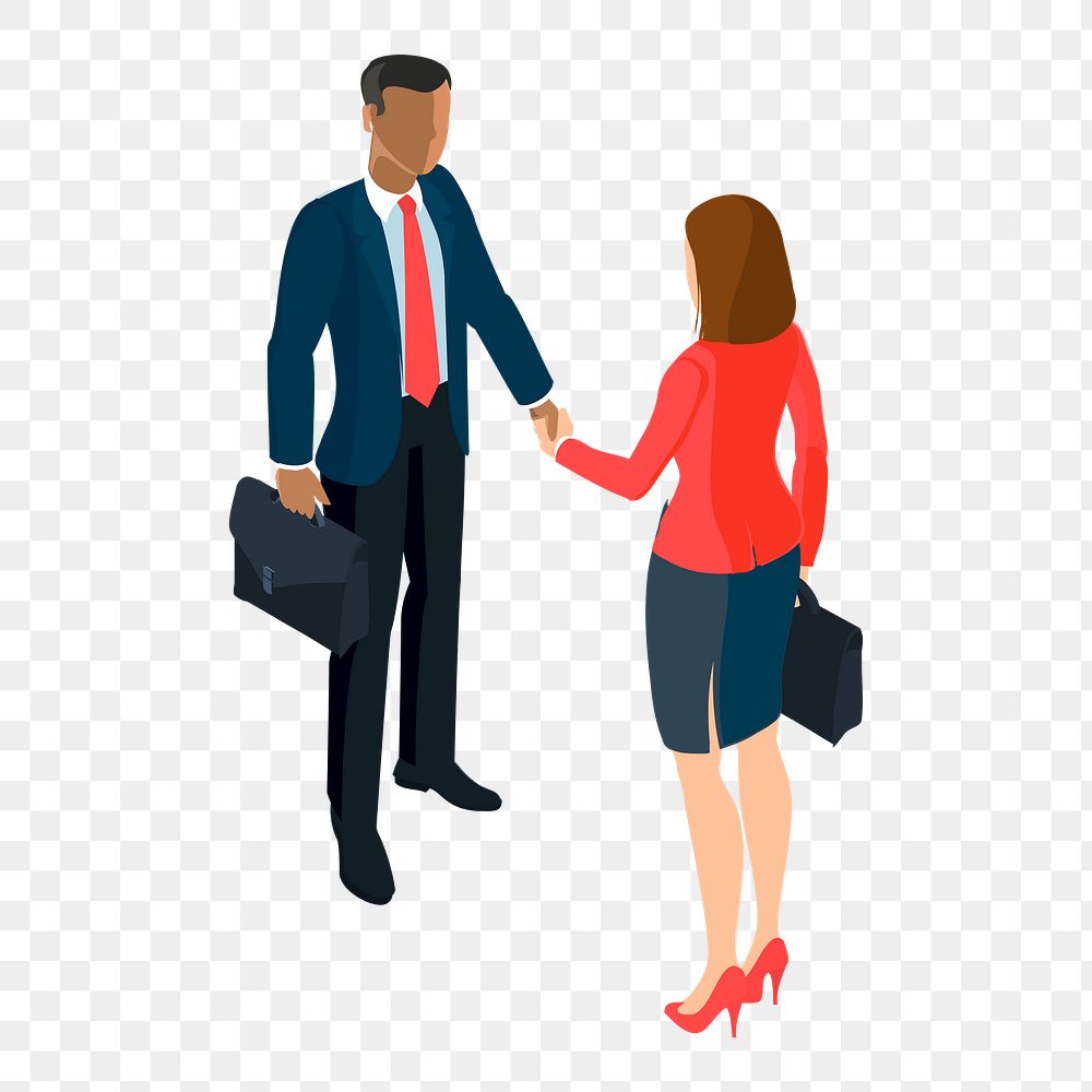 Business people png handshake sticker, character illustration on transparent background. Free public domain CC0 image.