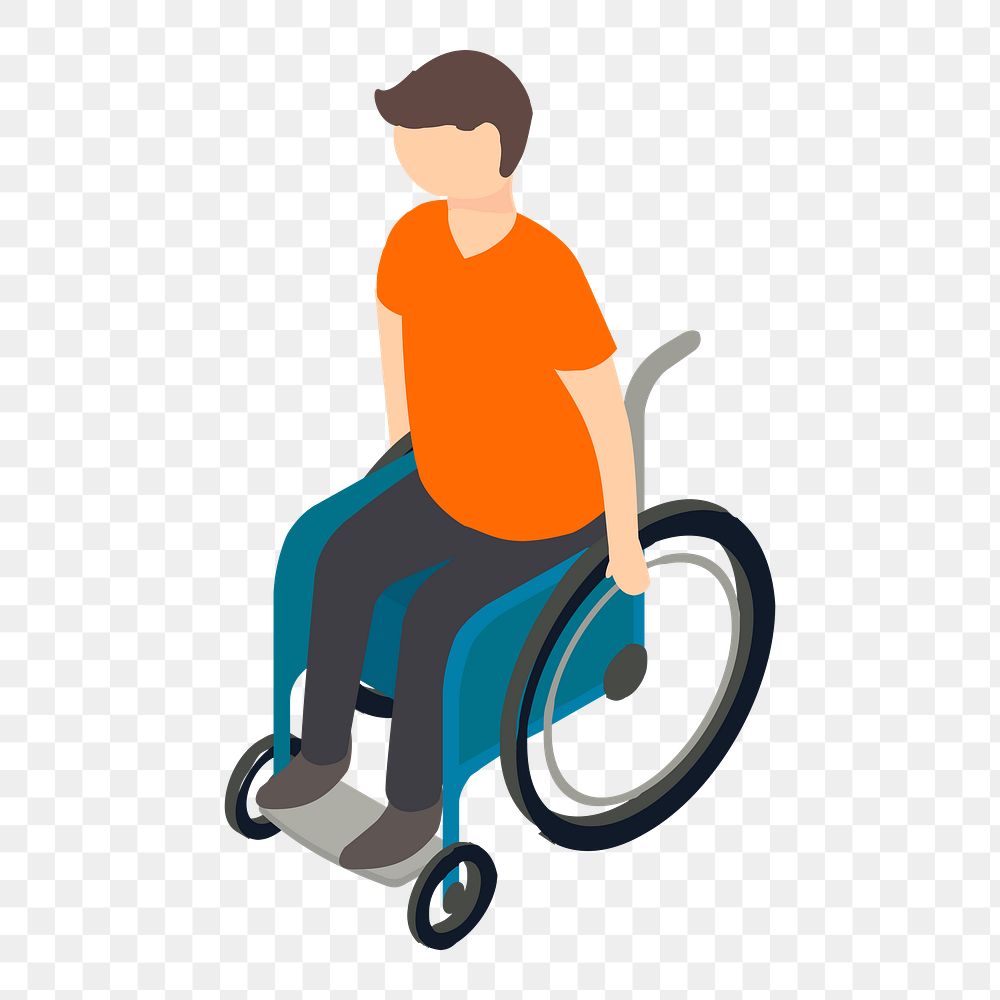 Png man in wheelchair sticker, avatar illustration on transparent background. Free public domain CC0 image.