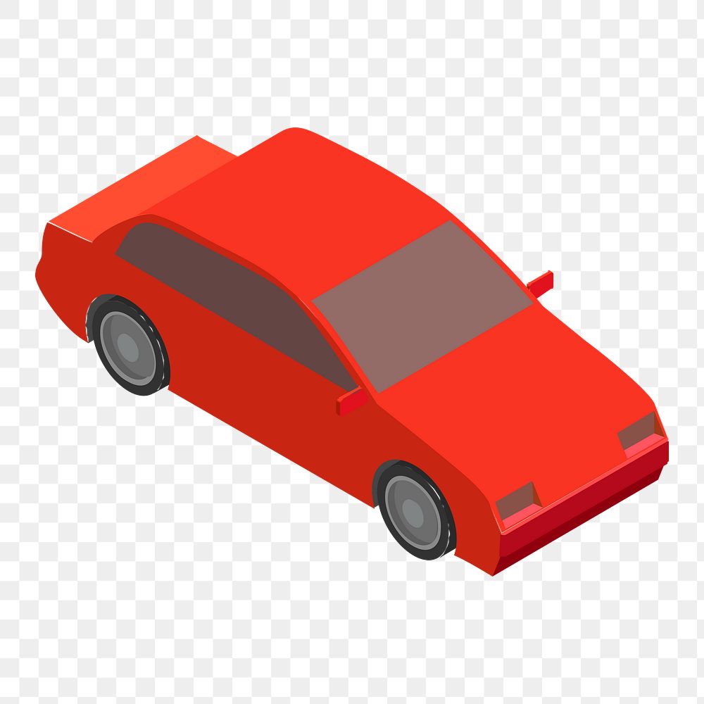 Red car png sticker, 3D vehicle model illustration on transparent background. Free public domain CC0 image.