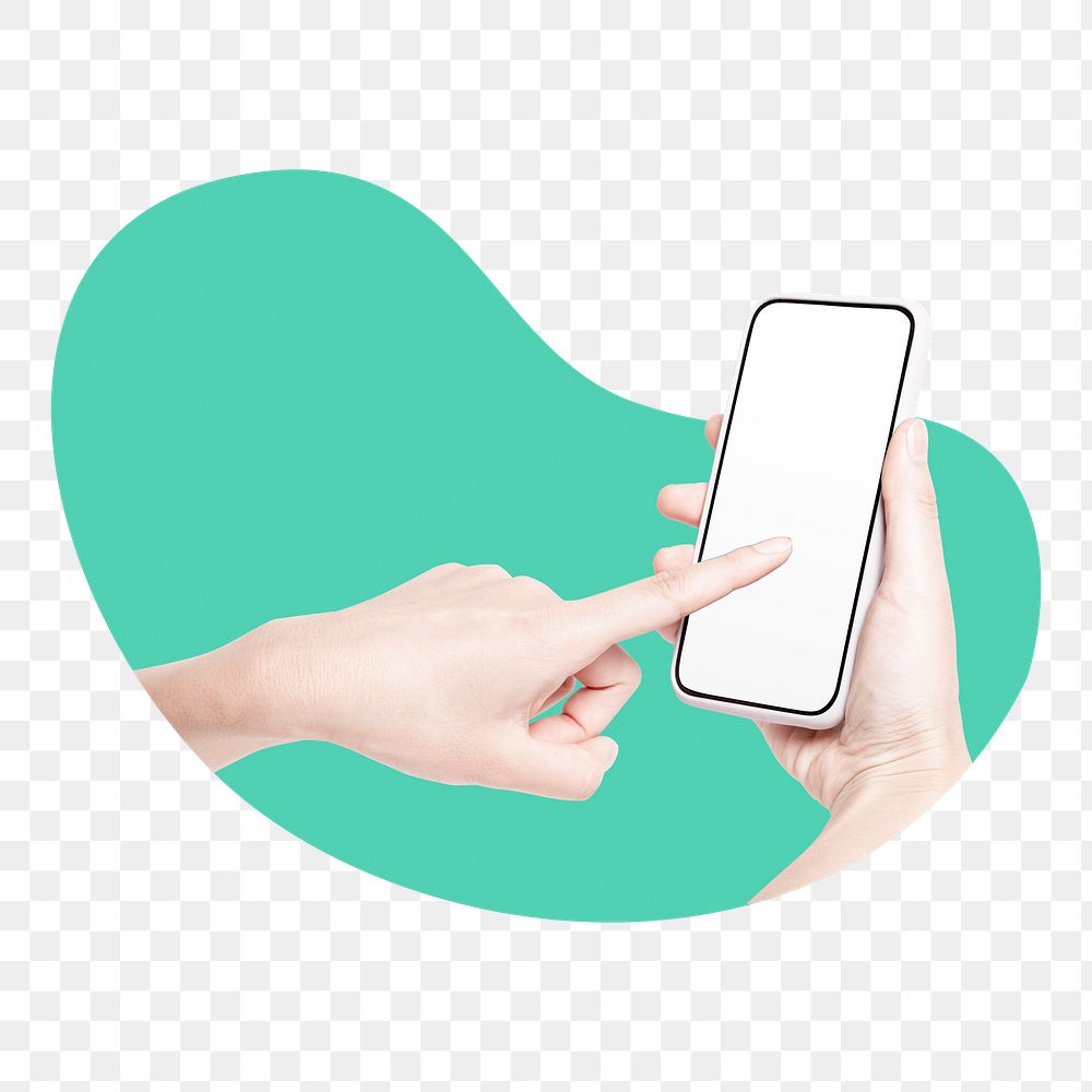 Phone screen png badge sticker, digital device photo in blob shape, transparent background