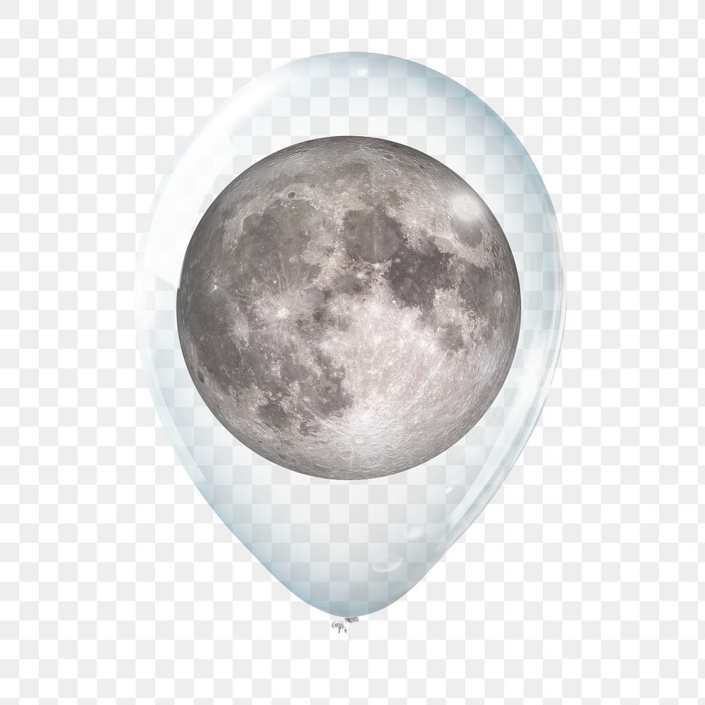 PNG full moon in clear balloon, transparent background